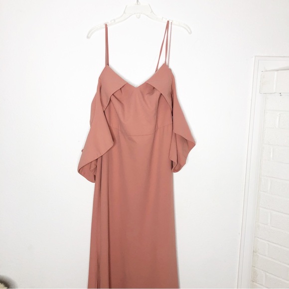 Christian Siriano Clay Ruffle Gown Ruffle Sleeve Maxi Dress Pink Crepe Size 12 - Picture 7 of 16